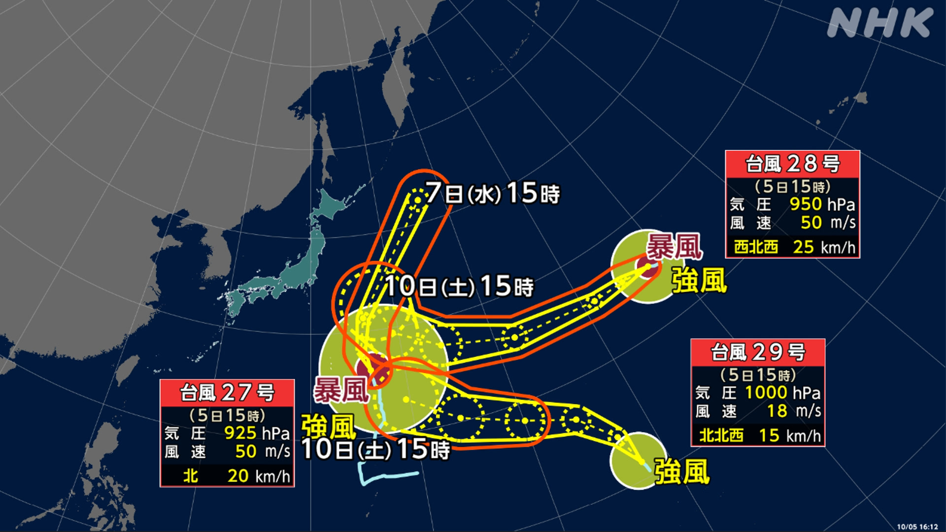 台風27号が小笠原諸島の近くに来た高い波に気をつけて