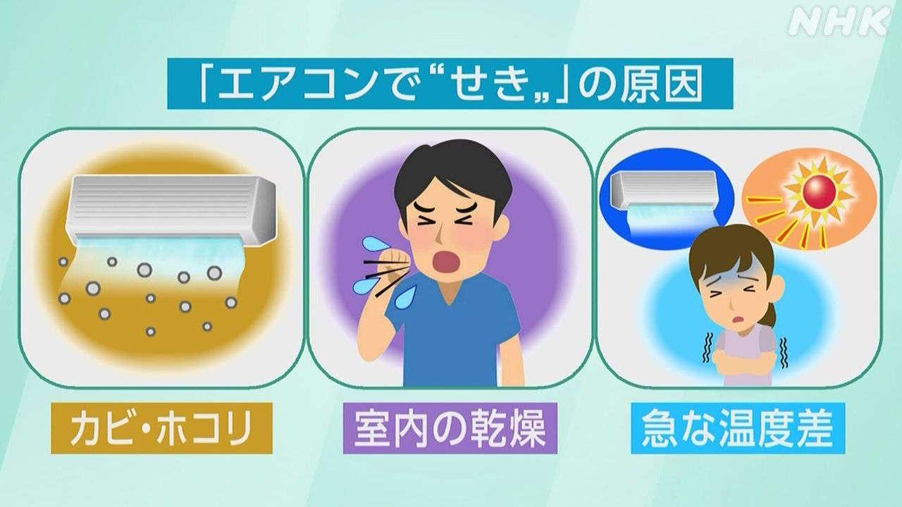 エアコンを使って「せき」が続いている人は気をつけて